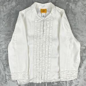 Ruby RD. Ruffled Front/Cuffs White Jacket Size 12